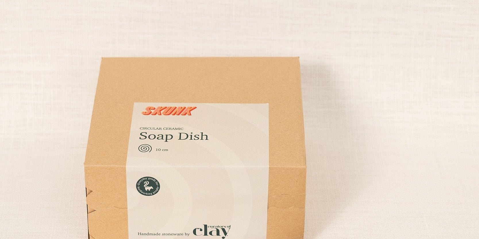 Handcrafted stoneware soap dish by Skunk Goods Trading, made by Curators of Clay in Pune, India