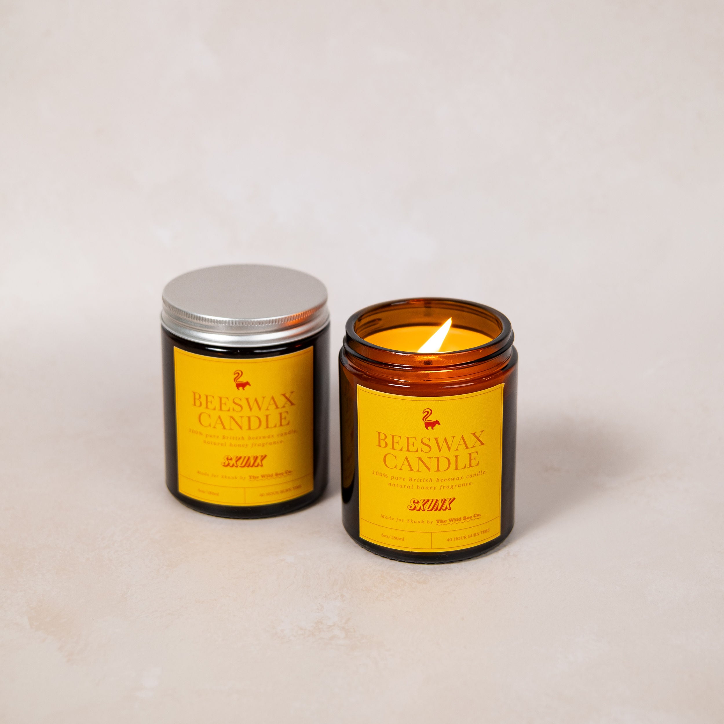 Two 100% Pure British Beeswax Candles by Skunk Goods Trading