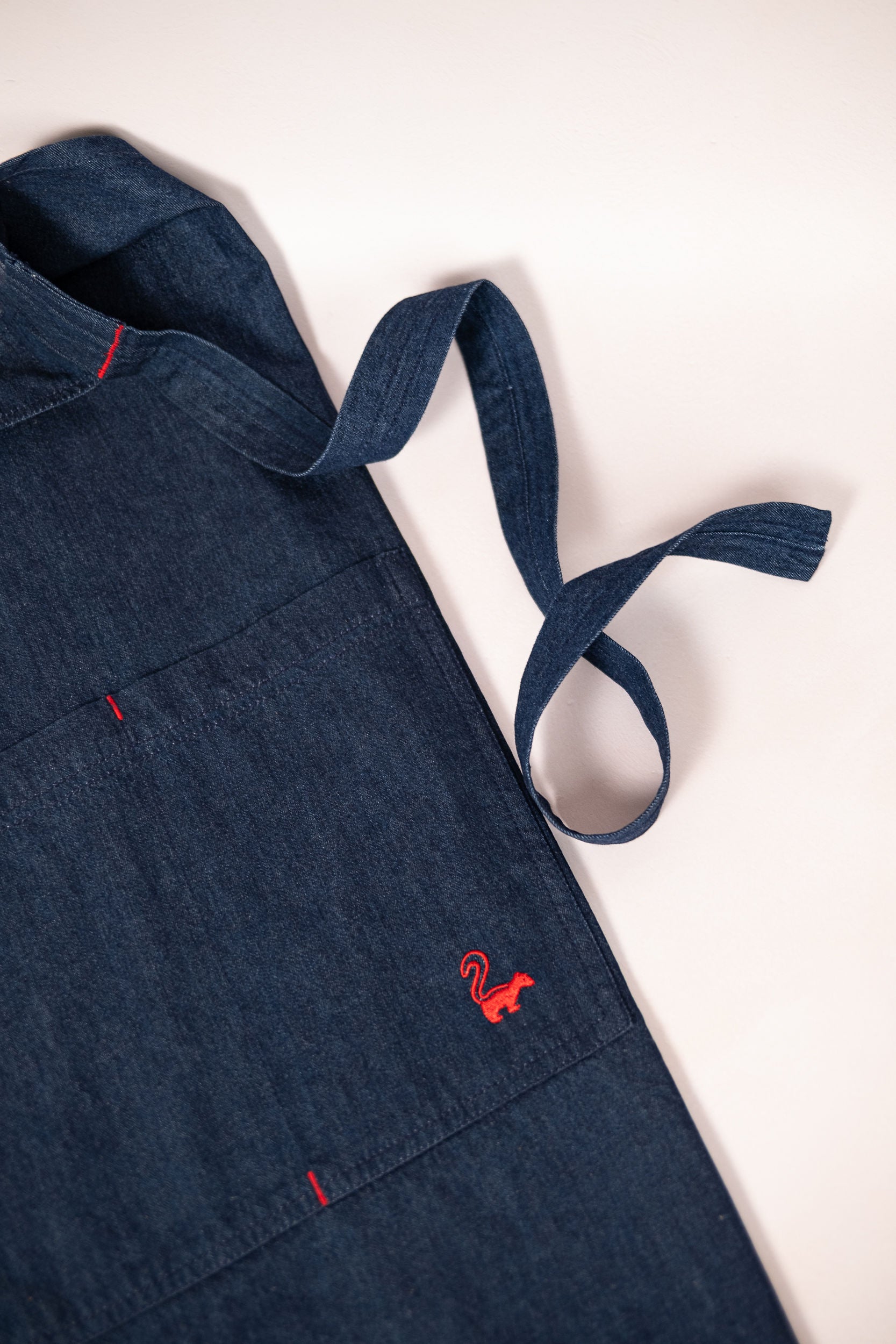 All Purpose Denim Workshop and Kitchen Apron in indigo, made from pre-washed durable denim