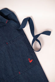 All Purpose Denim Workshop and Kitchen Apron in indigo, made from pre-washed durable denim