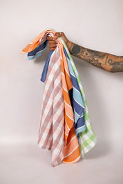 Handwoven cotton tea towels by Skunk Goods Trading, made by Kara Weaves in Kerala, India