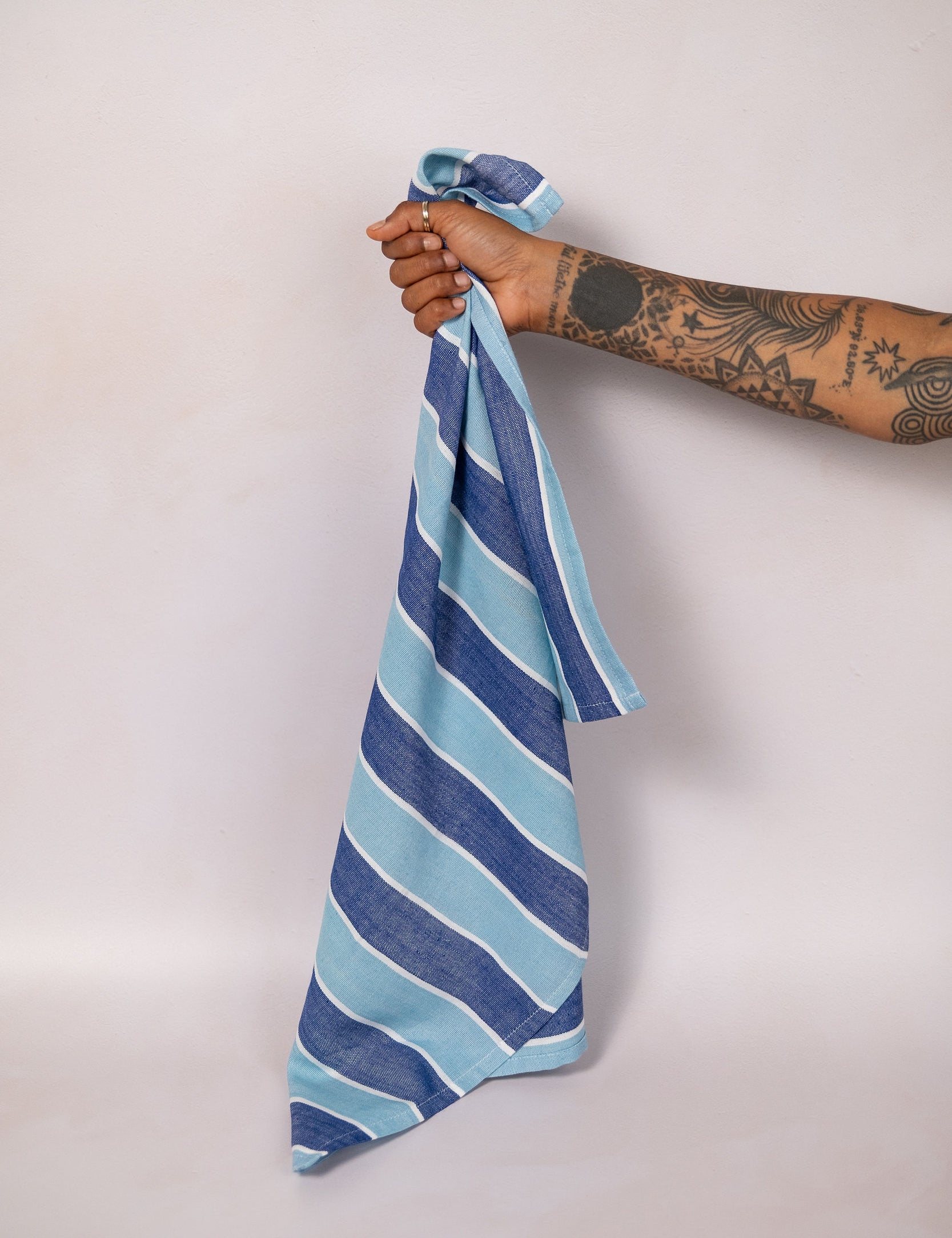 Skunk Goods Trading handwoven cotton tea towels, woven on traditional wooden looms