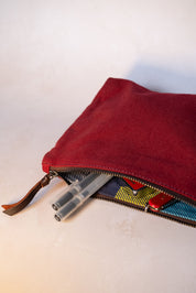 Maroon canvas pouch