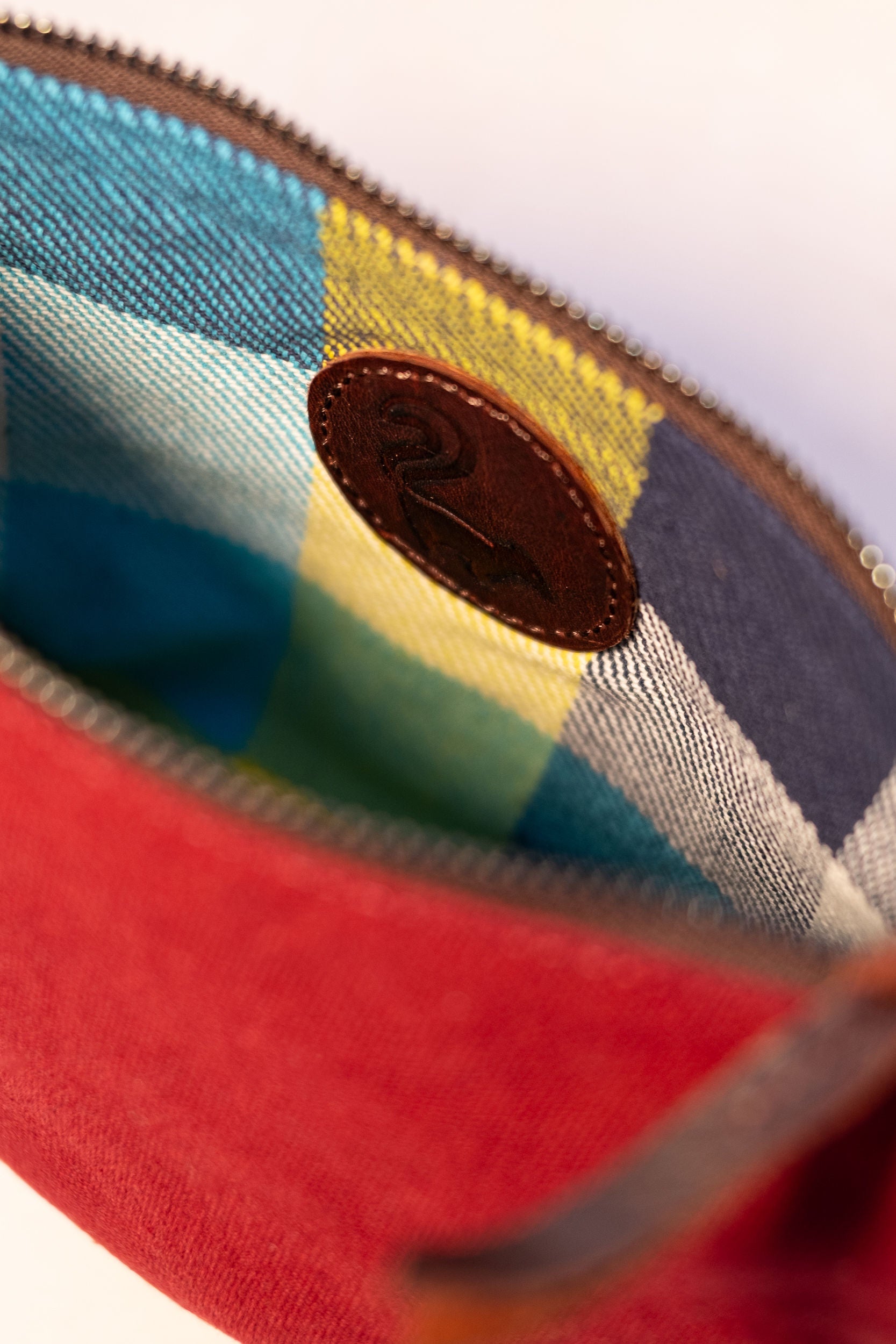 Maroon canvas pouch + soap + handbalm