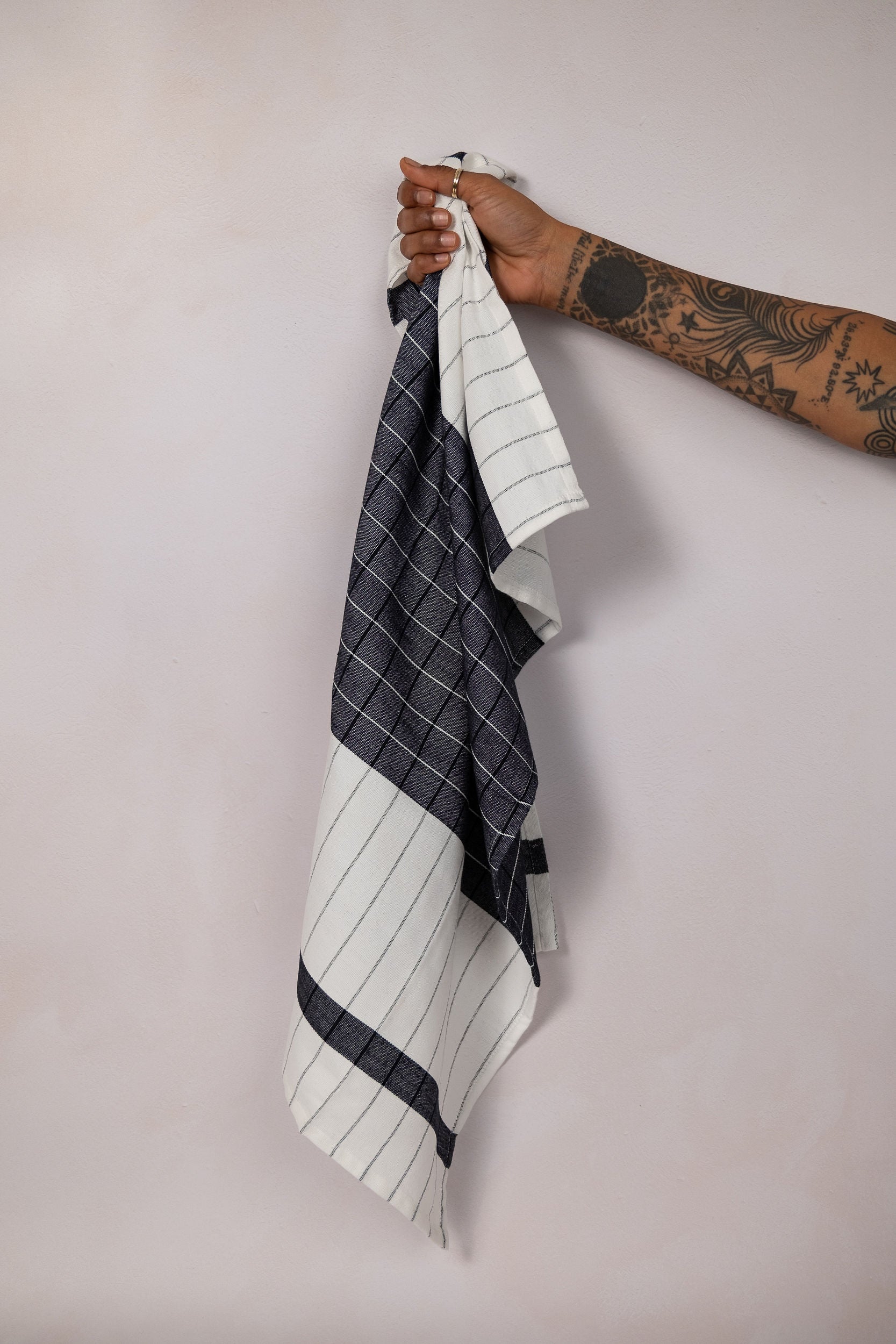 Black and white tea towel