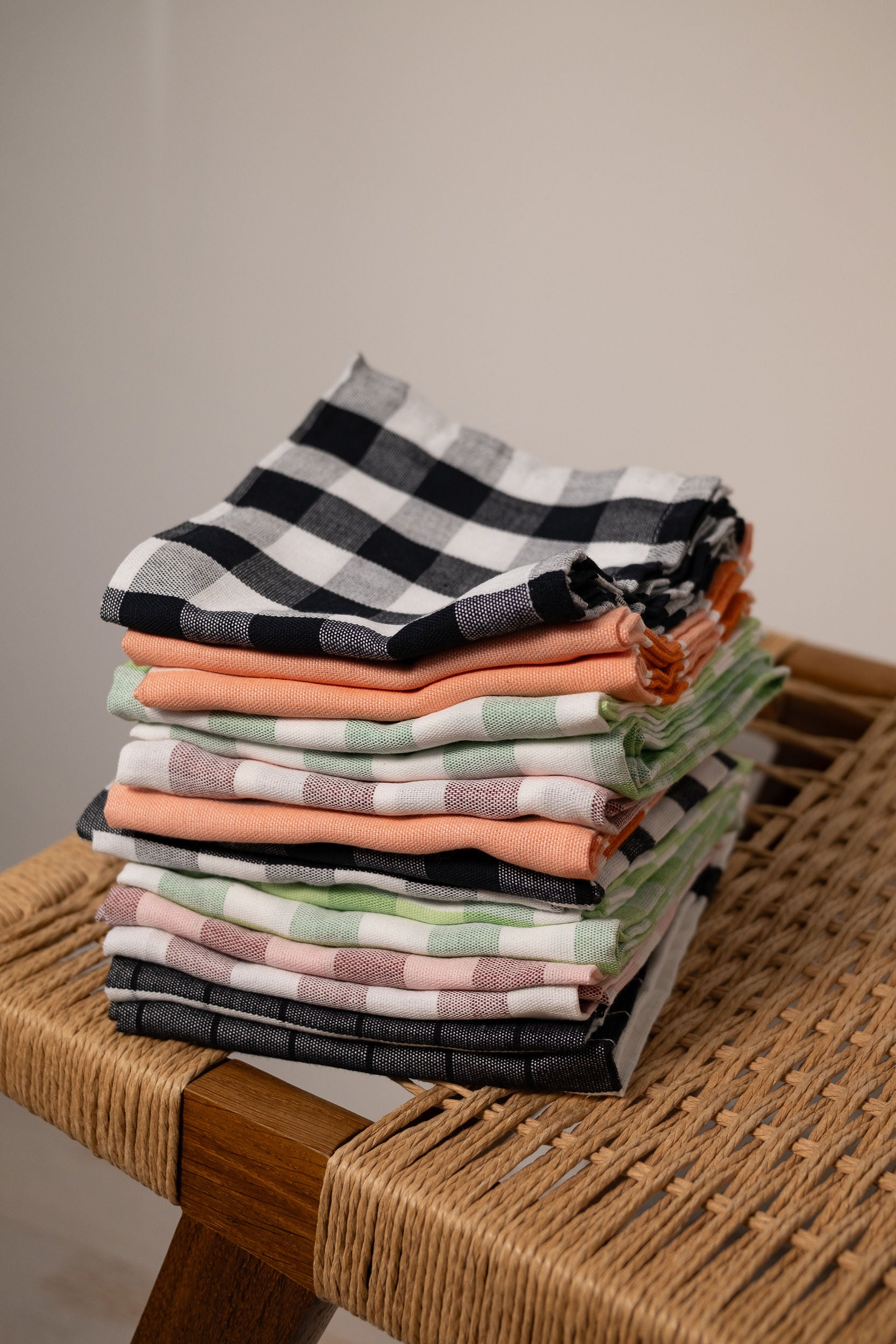 Orange and white stripe tea towel