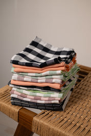 Orange and white stripe tea towel