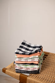 Green and white tea towel