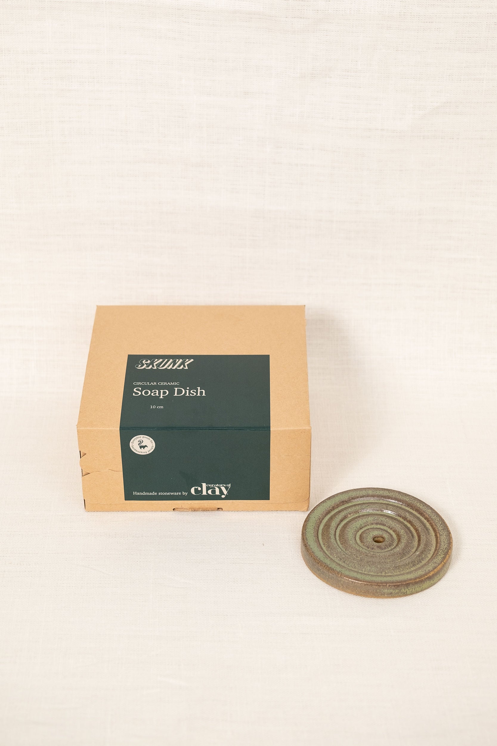 Green ceramic soap dish