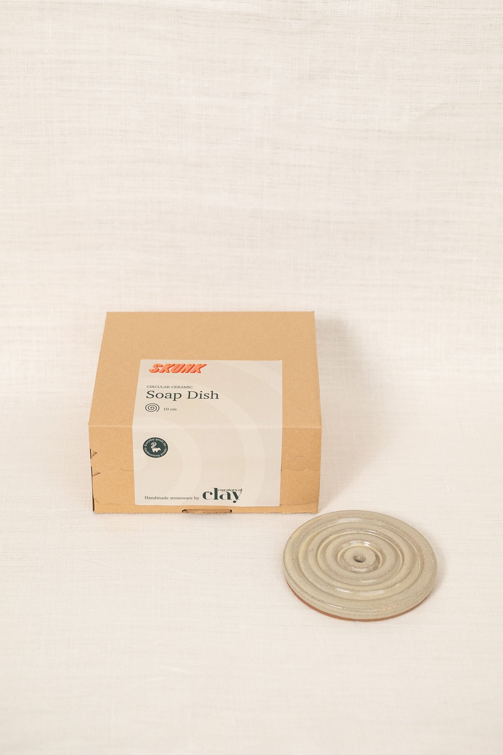 Handcrafted Beige Ceramic Soap Dish by Skunk Goods Trading