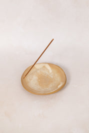 Beige ceramic incense holder
